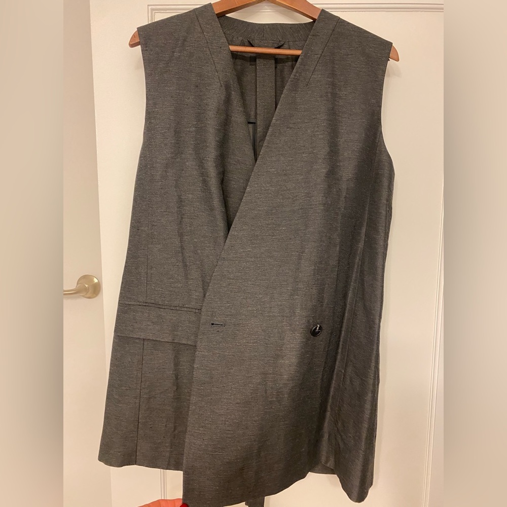 COS vest, linen/rayon, gray, size 12